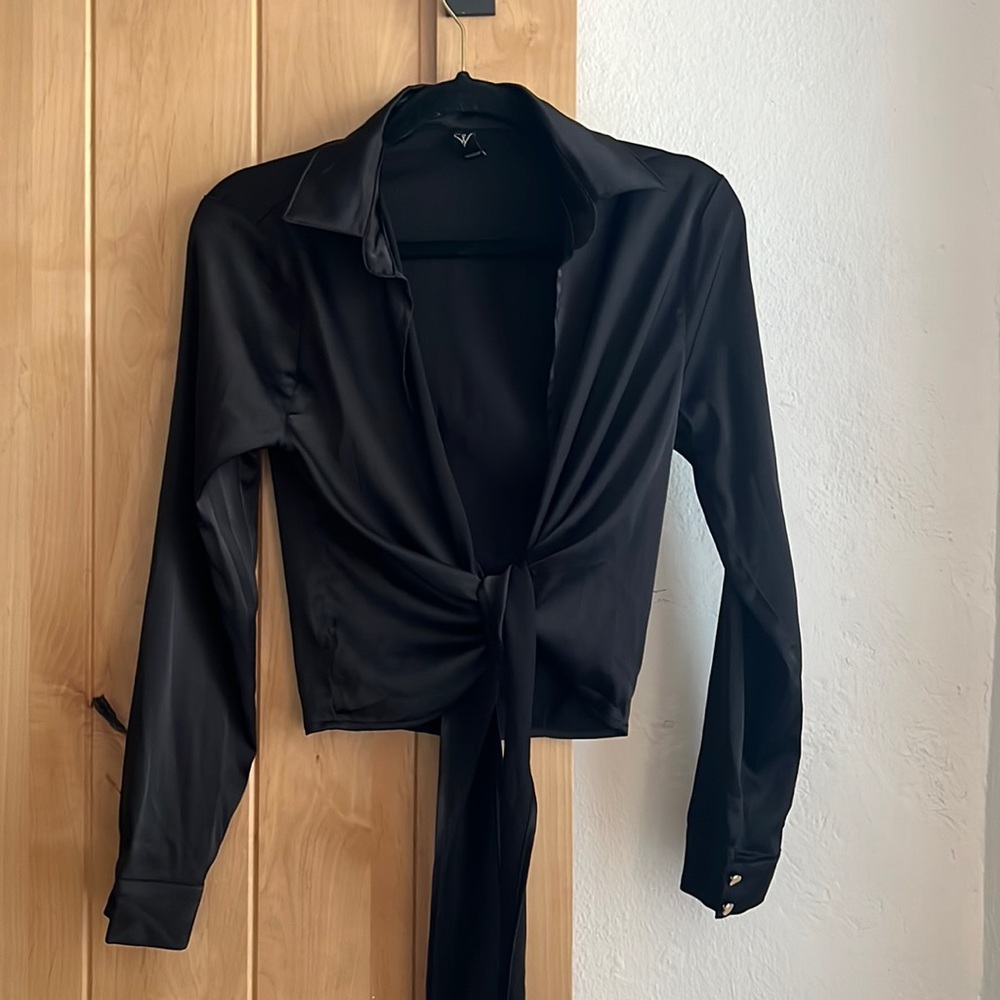 Windsor Satin Wrap Crop Top